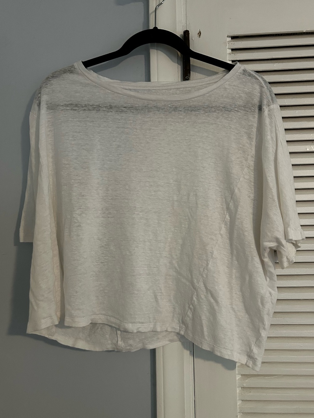 Eileen Fisher 100% organic linen cropped white tee M